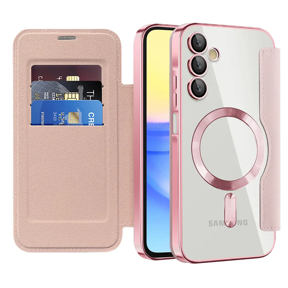 Techsuit SmartMag knížkové pouzdro Samsung Galaxy A15 4G / A15 5G růžové