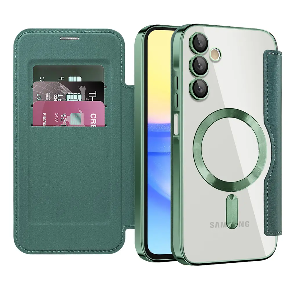 Techsuit SmartMag knížkové pouzdro Samsung Galaxy A15 4G / A15 5G zelené
