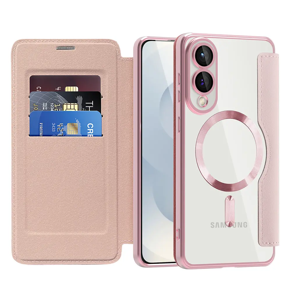 Pouzdro na knihu Techsuit SmartMag pro Samsung Galaxy S25 Edge růžové