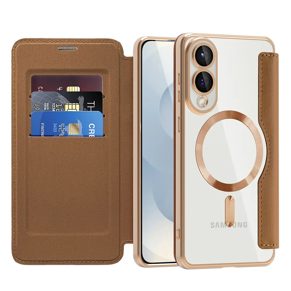 Pouzdro na knihu Techsuit SmartMag pro Samsung Galaxy S25 Edge hnědé