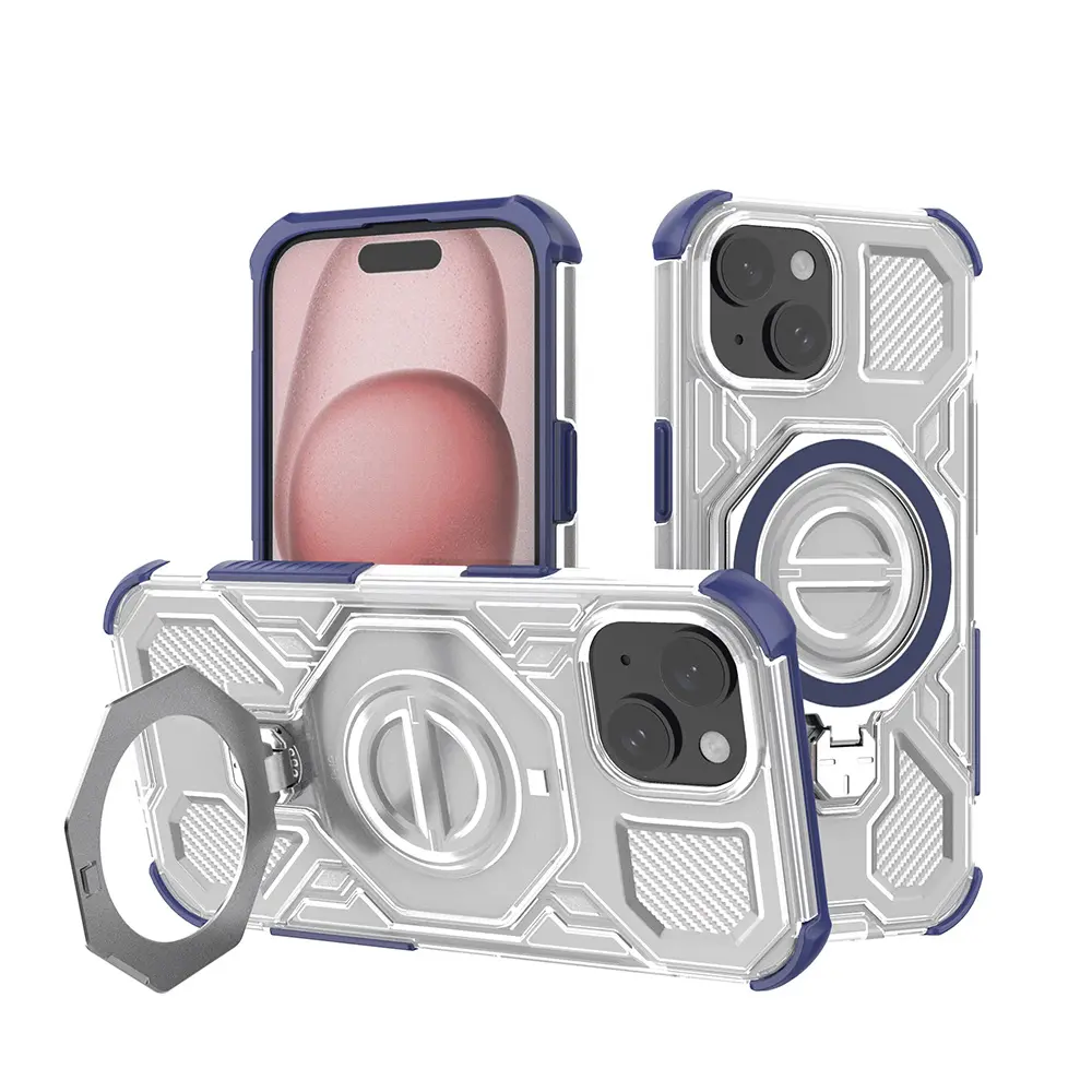 Techsuit Carbon Shield PRO iPhone 15 modrá průhledná