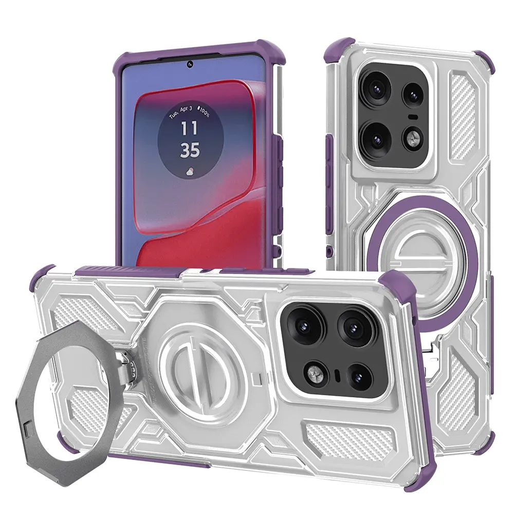 Ochranný kryt Techsuit Carbon Shield PRO pro Motorola Edge 50 Pro fialový průhledný