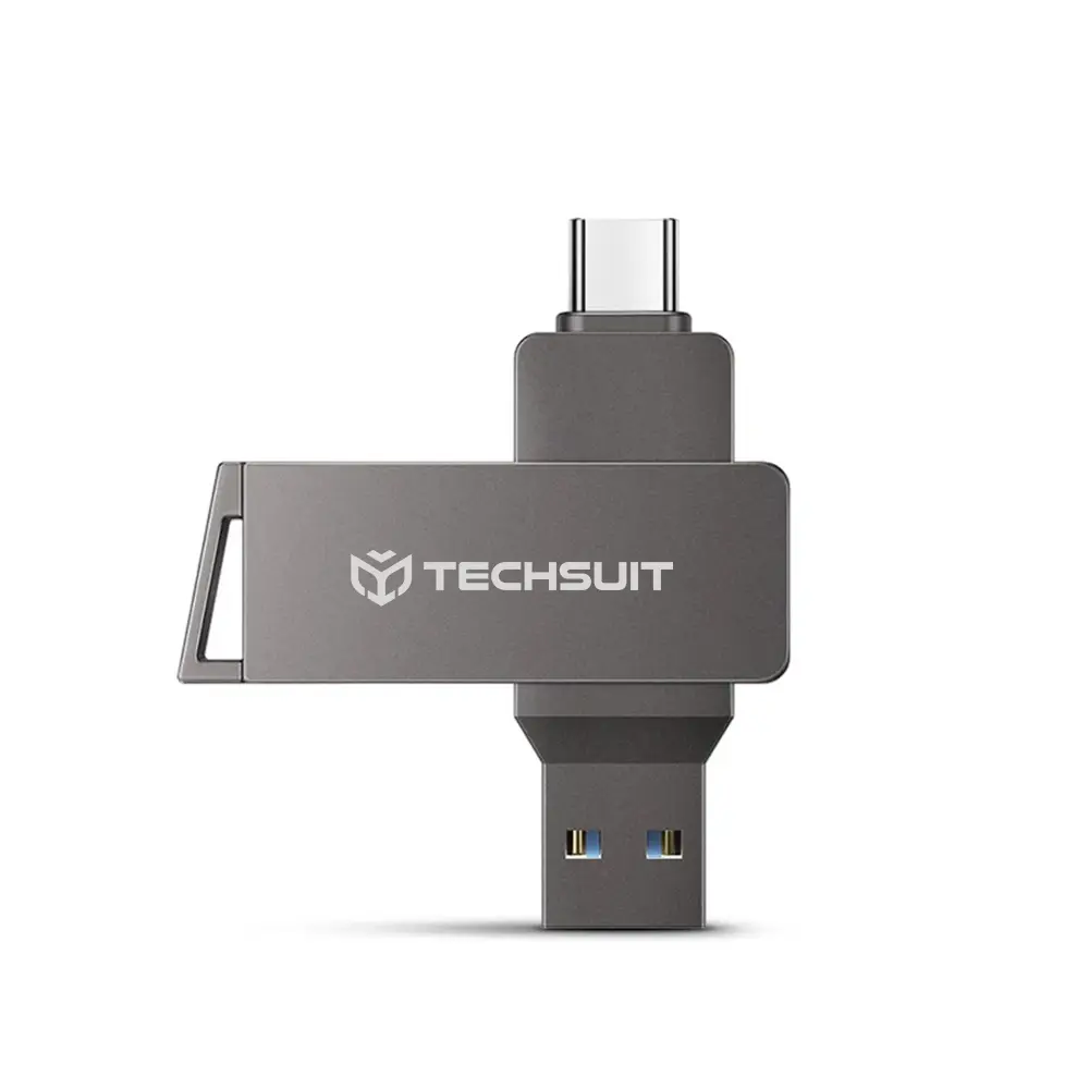 Techsuit Memory Stick THSM20 Dual-Interface USB 3.0 Type-C 256GB šedá