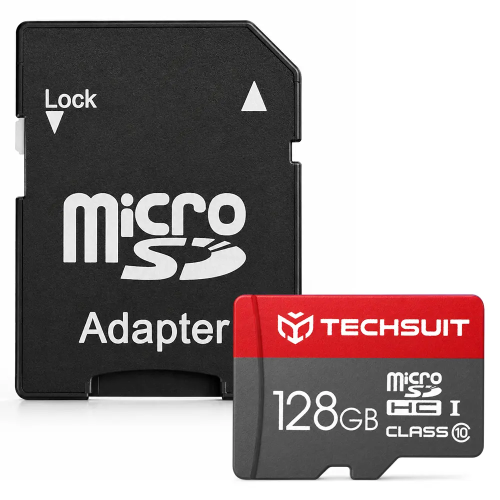Techsuit paměťová karta THCM26 s adaptérem MicroSDHC Class 10 128GB červená