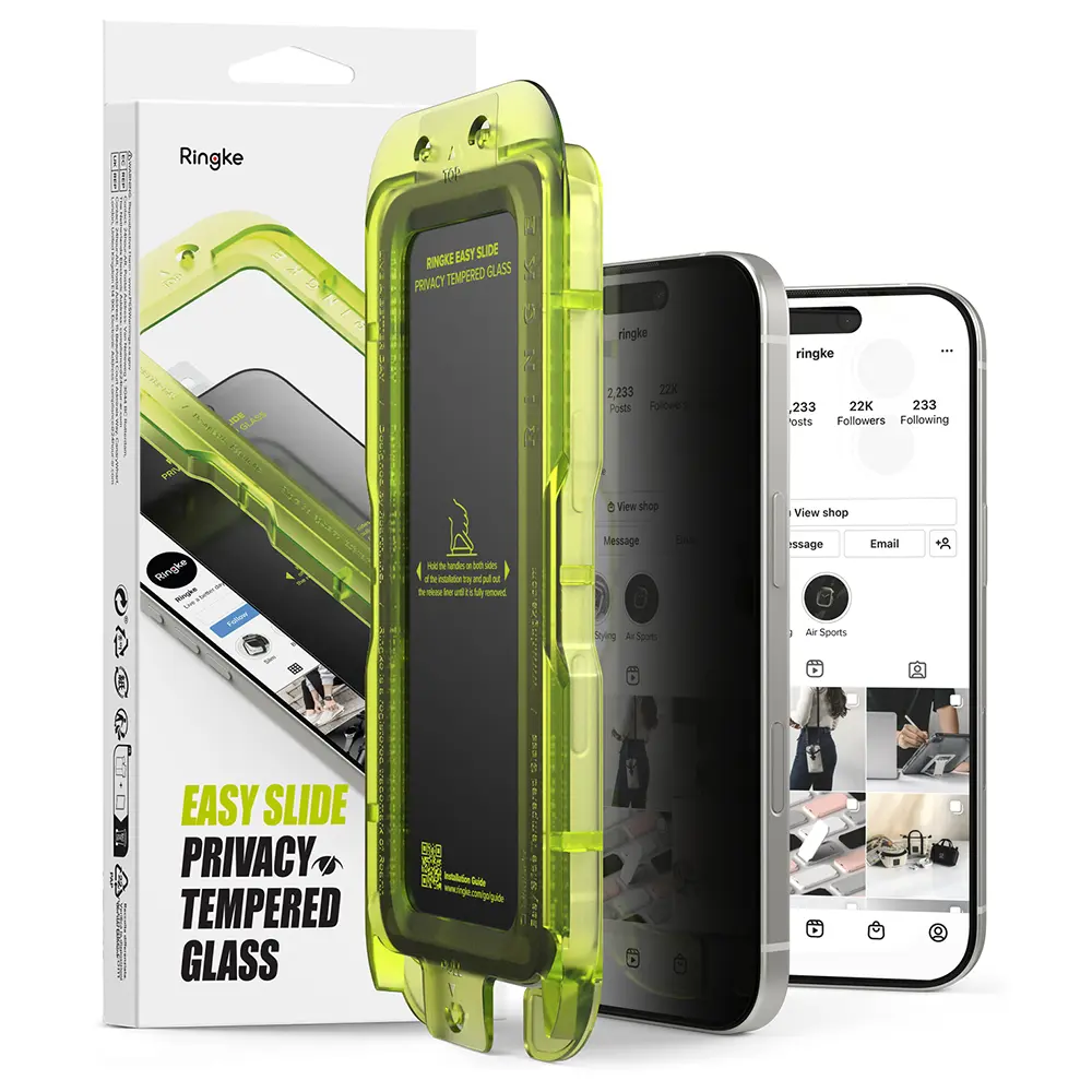 Ringke Easy Slide Privacy tvrzené sklo (2 ks) iPhone 17 Pro černá