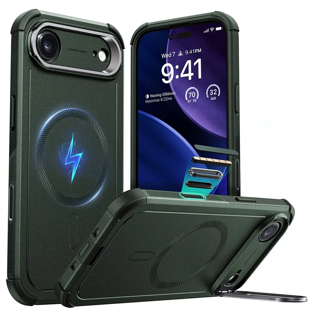 ESR Cyber Armor Kickstand pro iPhone 17 Air zelený