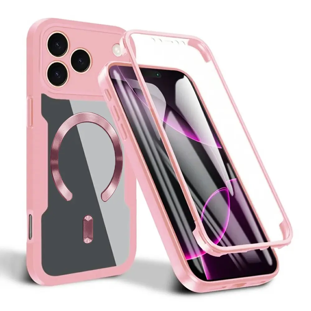 Techsuit ColorVerse 360 MagSafe Series + Ochranné sklo iPhone 17 Pro Růžová