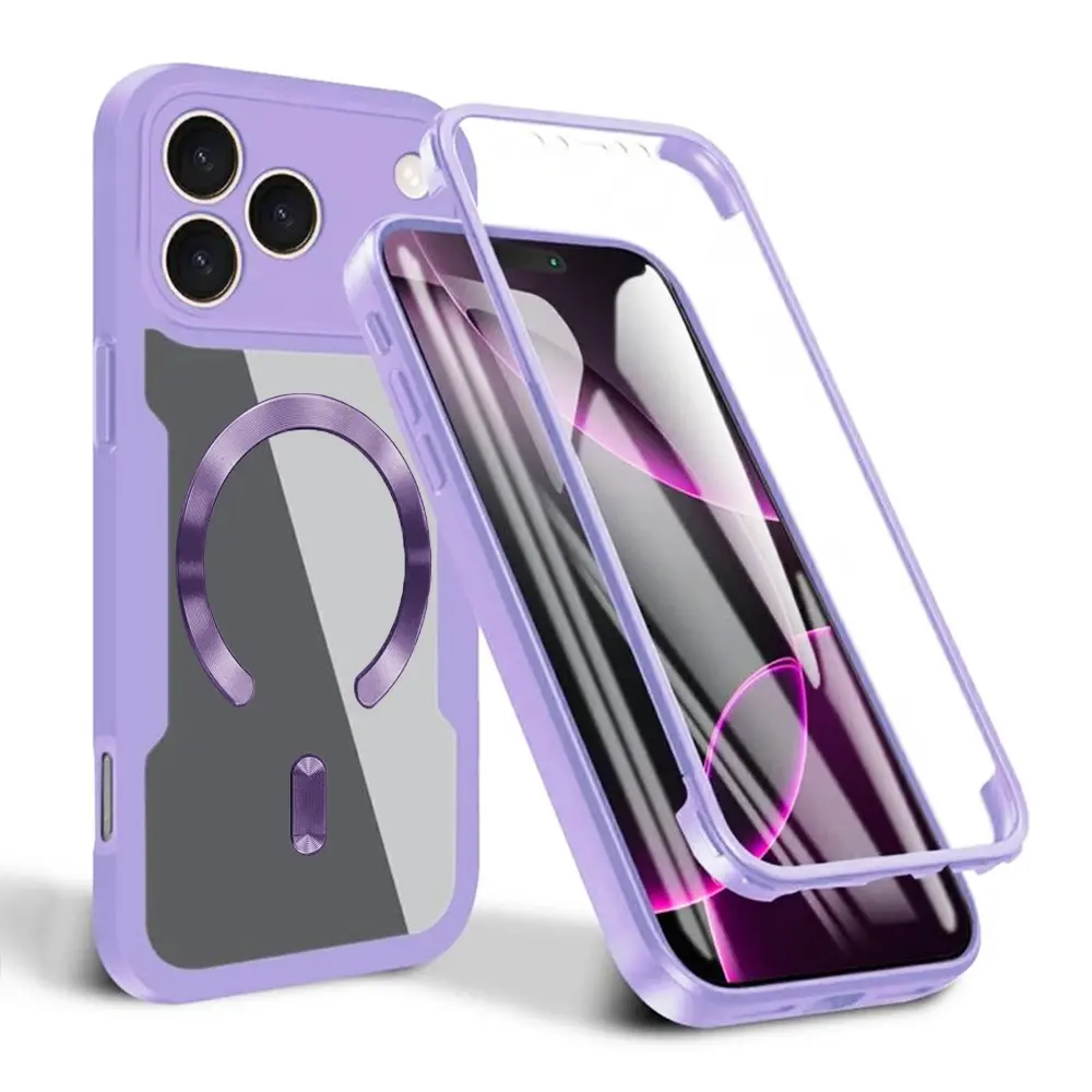 Techsuit ColorVerse 360 MagSafe Series + Ochranné sklo iPhone 17 Pro Max Fialová