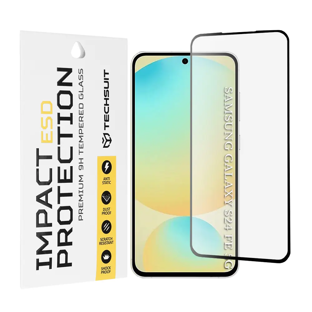 Techsuit – ESD ochranné tvrzené sklo pro Samsung Galaxy S24 FE – černé