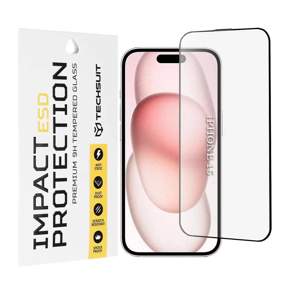 Techsuit ESD sklo iPhone 15 iPhone 16 černé