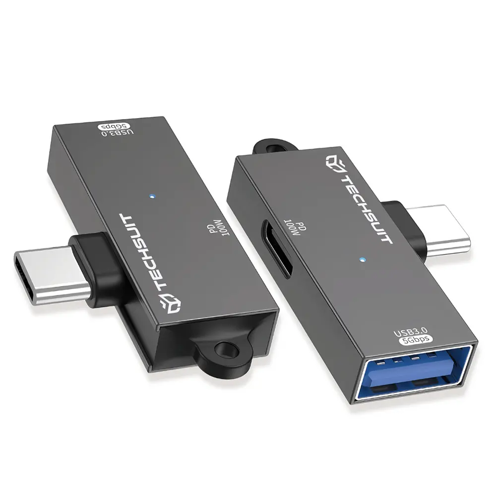 Adaptér Techsuit DataBlitz (A21) Type-C USB3.0 PD100W 5Gbps šedý