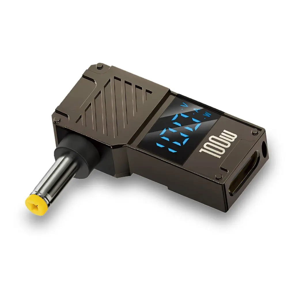 Adaptér Techsuit LaptopPlugX A22 pro notebook DC na Type-C 100W LED displej šedý