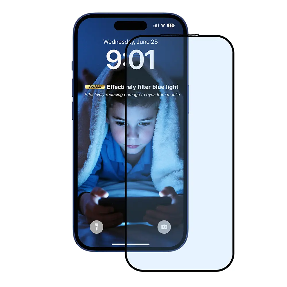 ANANK 2.5D 5X Zesílený Ochranný Kryt Displeje Proti Modrému Světlu iPhone 17 Pro Černý