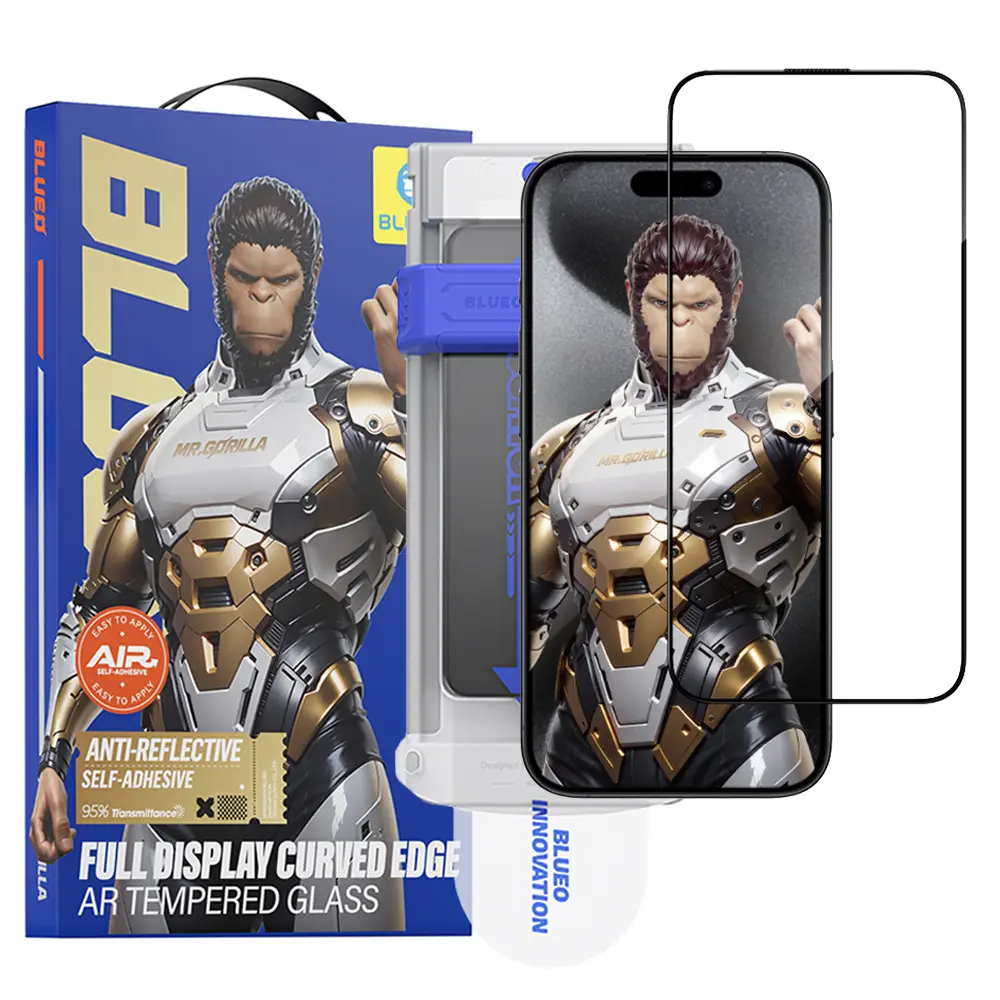 Blueo 3D ochranné sklo s aplikátorem pro iPhone 16 Pro 17 17 Pro černé