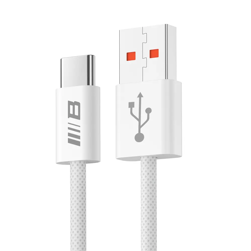 Blueo Datový kabel USB-A na Type-C pletený rychlonabíjecí 6A bílý