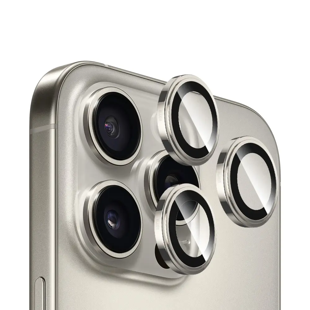 Blueo Sapphire Crystal sklo na objektiv iPhone 16 Pro iPhone 16 Pro Max přírodní titan