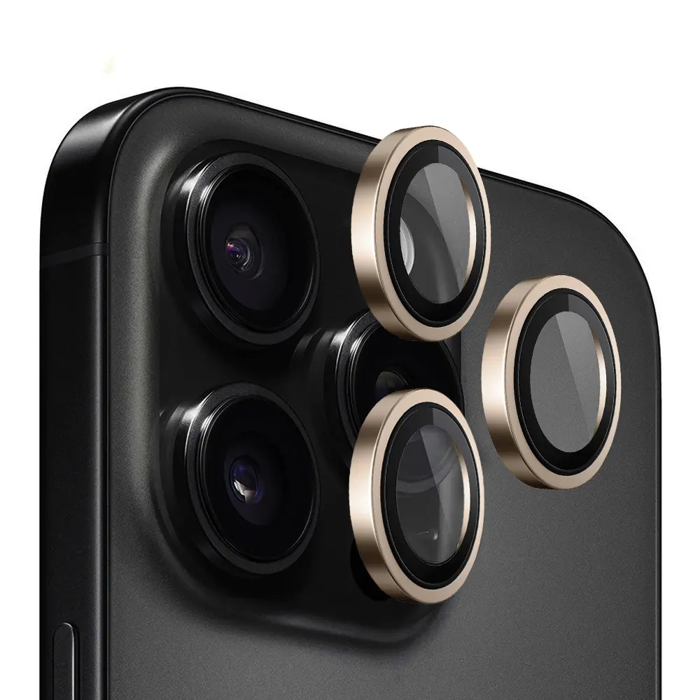 Blueo Original Metal Frame Lens Protector pro iPhone 16 Pro/Pro Max zlatý titan