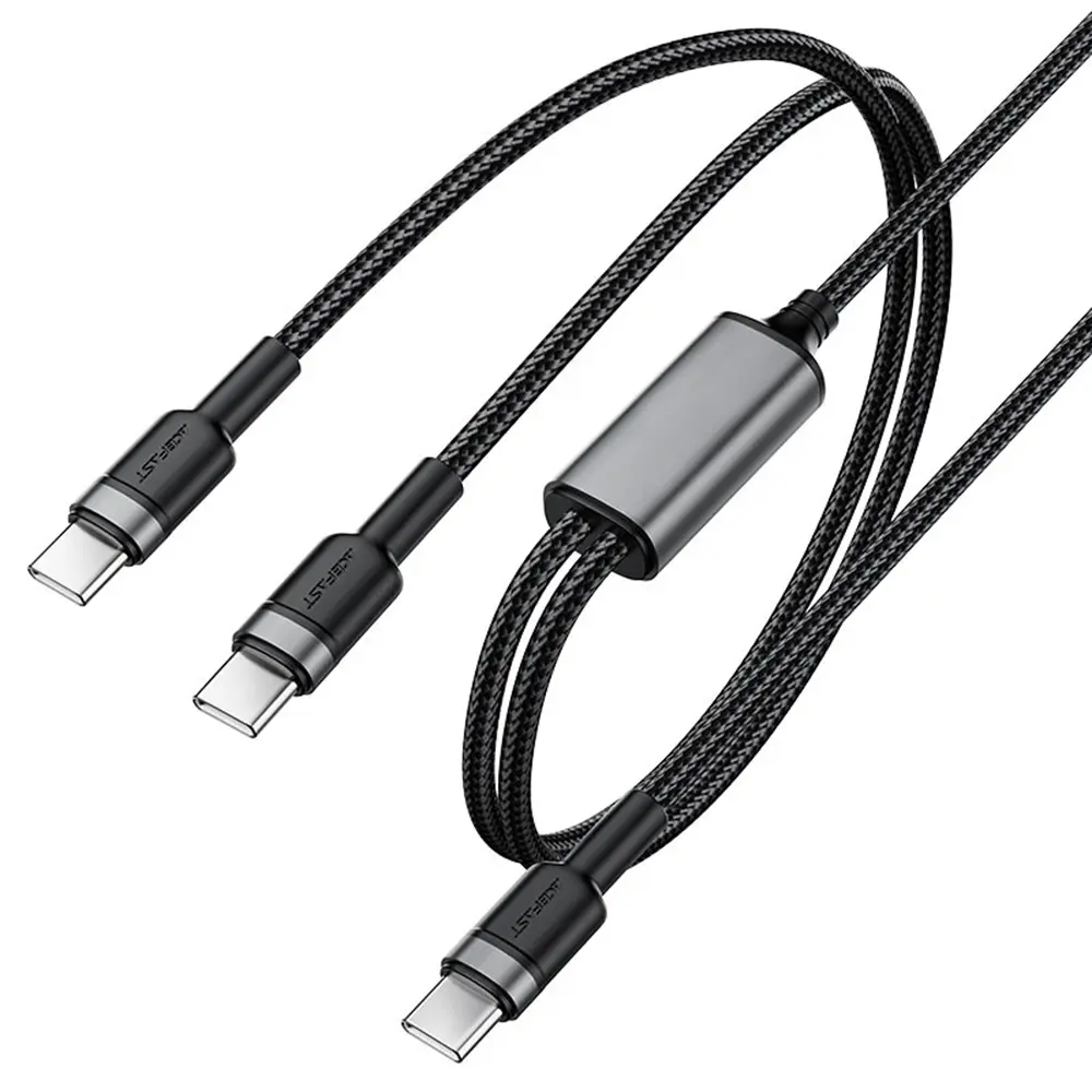 Acefast Datový kabel 2v1 C22-02 Rychlé nabíjení Type-C na 2xType-C 1.25m černý