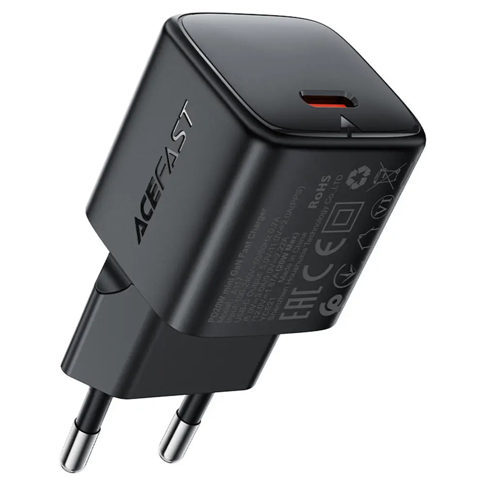 Acefast Wall Charger A117 GaN technologie PD20W mini design USB-C výstup černá
