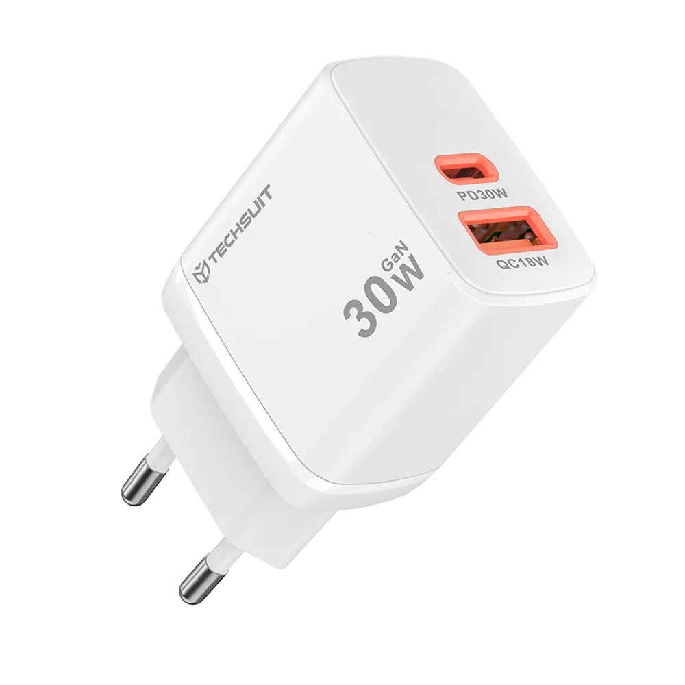 Nabíječka Techsuit Duonix30W CH1 Type-C USB Dual Travel 30W bílá