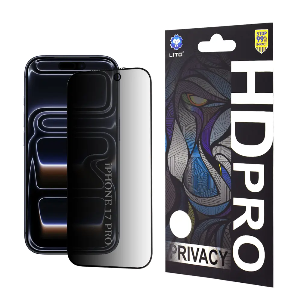 Ochranné sklo Lito HD Pro Privacy pro iPhone 17 Pro černé