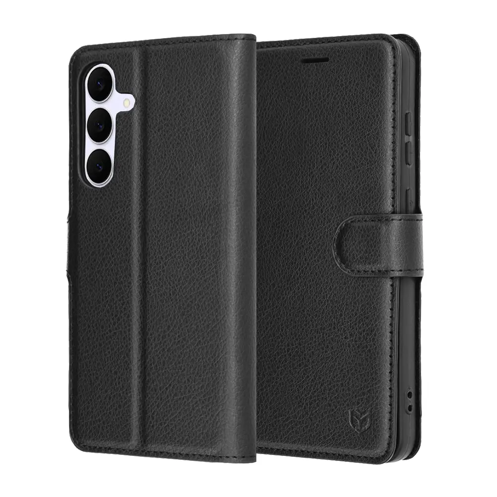 Kožené pouzdro Techsuit Samsung Galaxy S25 FE černé