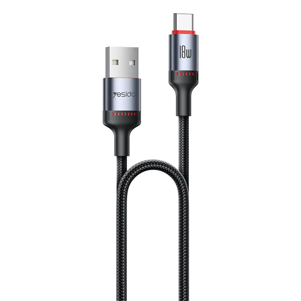 Yesido Datový kabel CA130C USB na Type-C Rychlé nabíjení 2m Černý