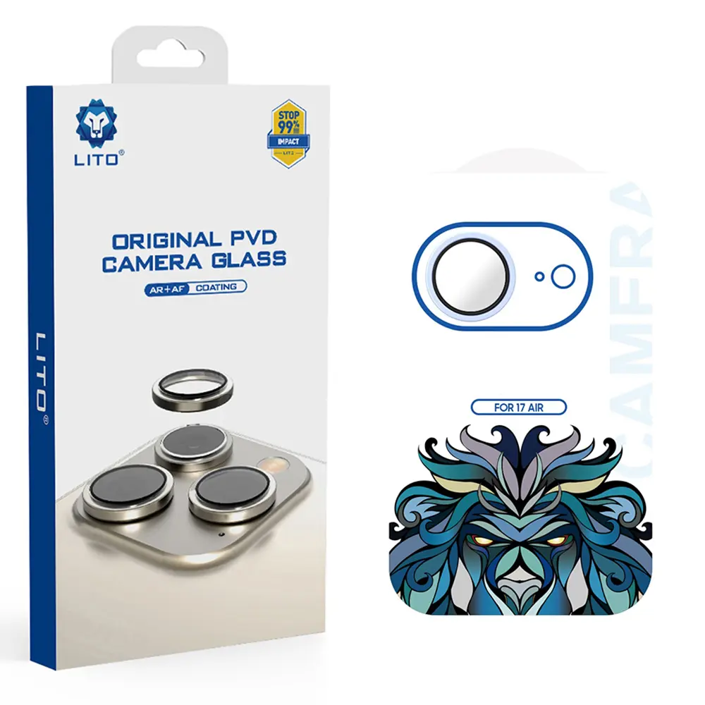 Lito Titanium AR sklo na kameru iPhone 17 Air světle modrá