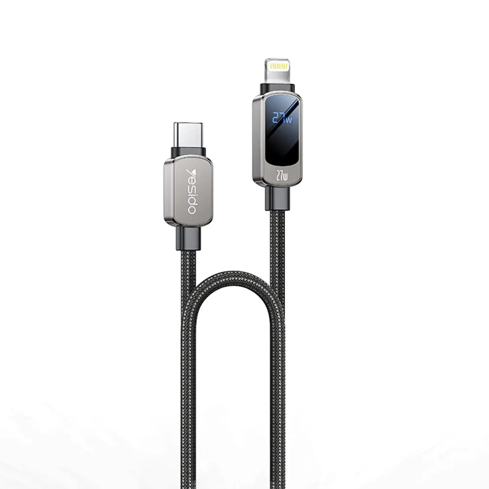 Yesido Data Cable CA180 Super rychlé nabíjení s displejem Type-C 1.2m černá