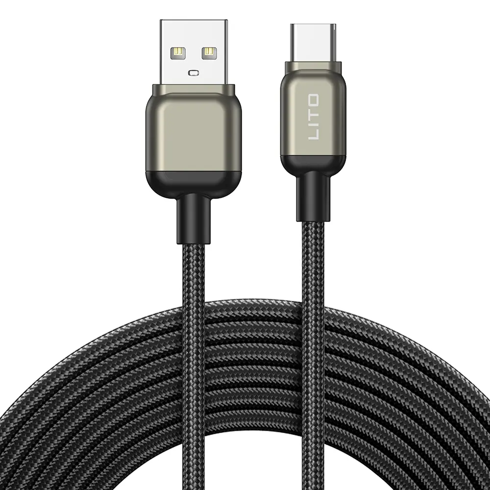 Lito Datový kabel LD17 USB na Type-C Rychlé nabíjení Pletený nylon Černý