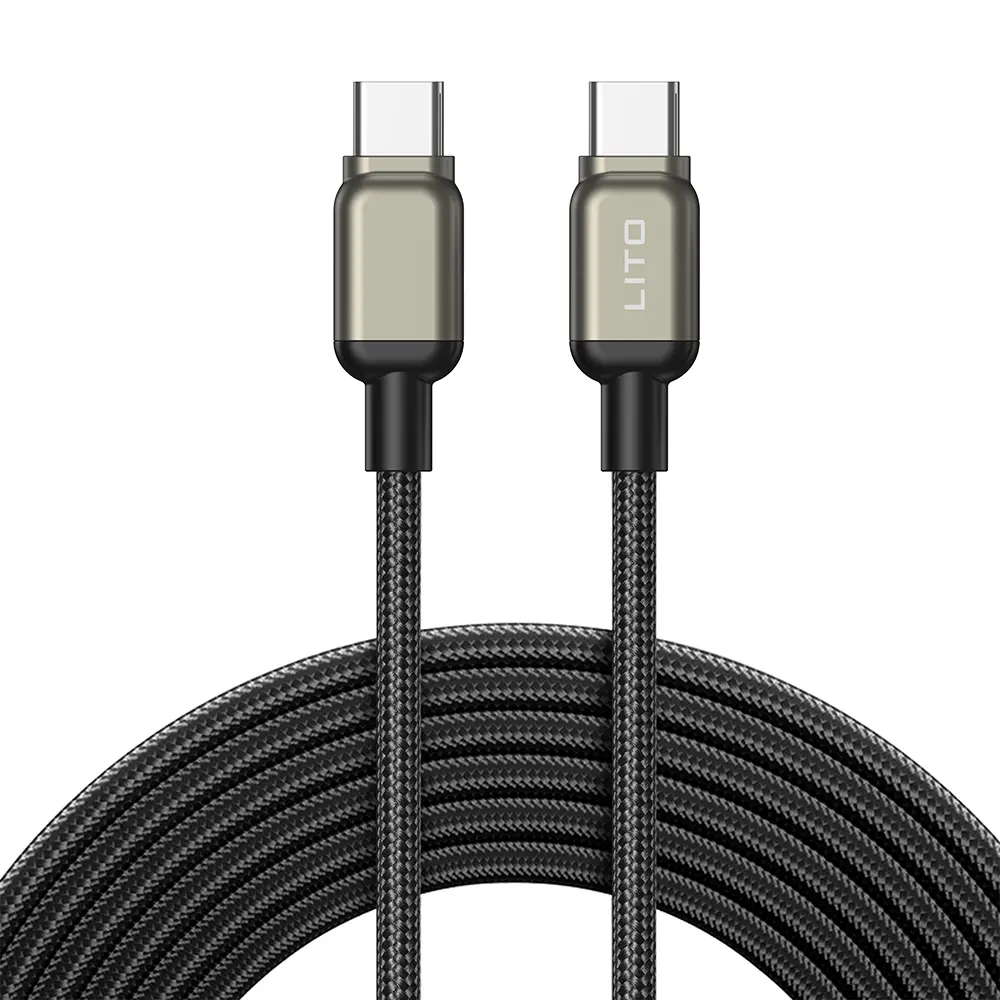 Lito Datový kabel LD17 Type-C na Type-C Rychlé nabíjení Pletený nylon Černý