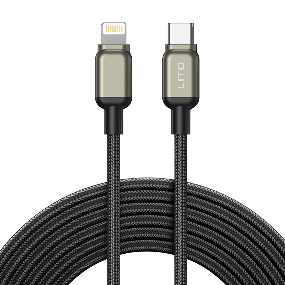 Lito Datový kabel LD17 Type-C na Lightning Rychlonabíjecí Pletený nylon Černý