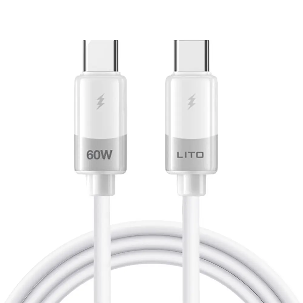 Lito datový kabel Liquid Silicone LD07 Type-C na Type-C rychlé nabíjení 60W bílý