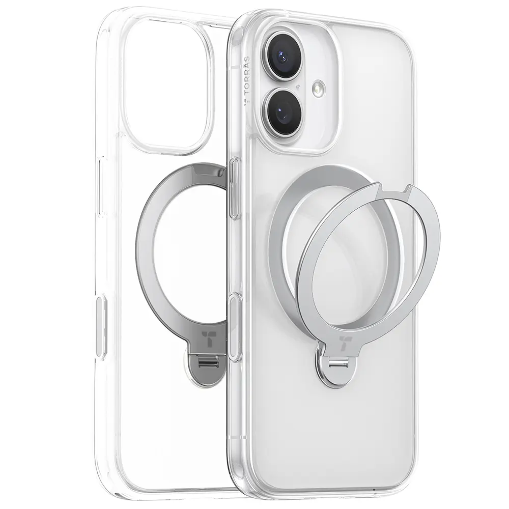 Torras Ostand Spin MagSafe Series iPhone 17 průhledný