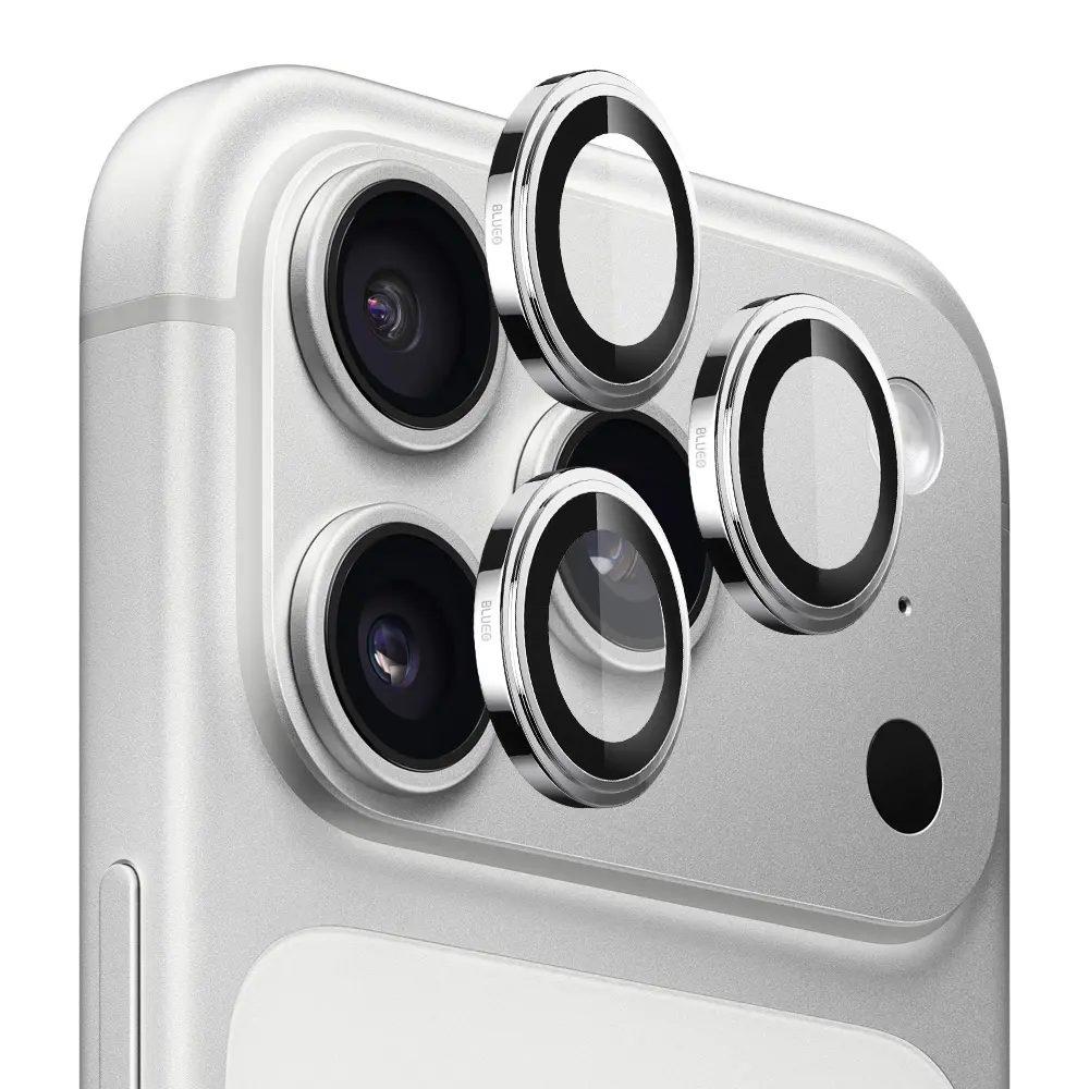 Safírové sklo na čočky pro iPhone 17 Pro / 17 Pro Max Blueo - stříbrné