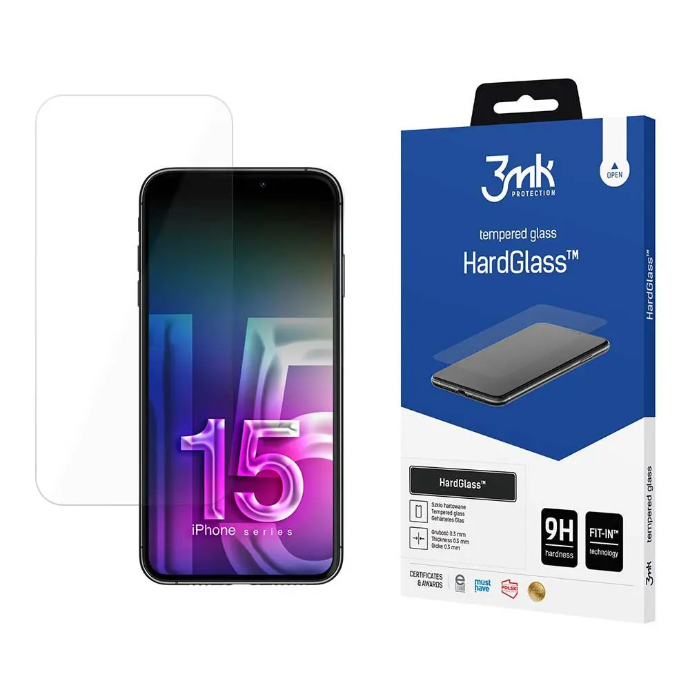 3mk HardGlass tvrzené sklo na displej iPhone 15 průhledné