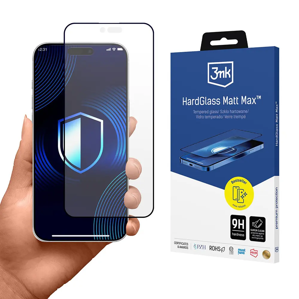 3mk HardGlass Matt Max tvrzené sklo na displej iPhone 17 Air černé