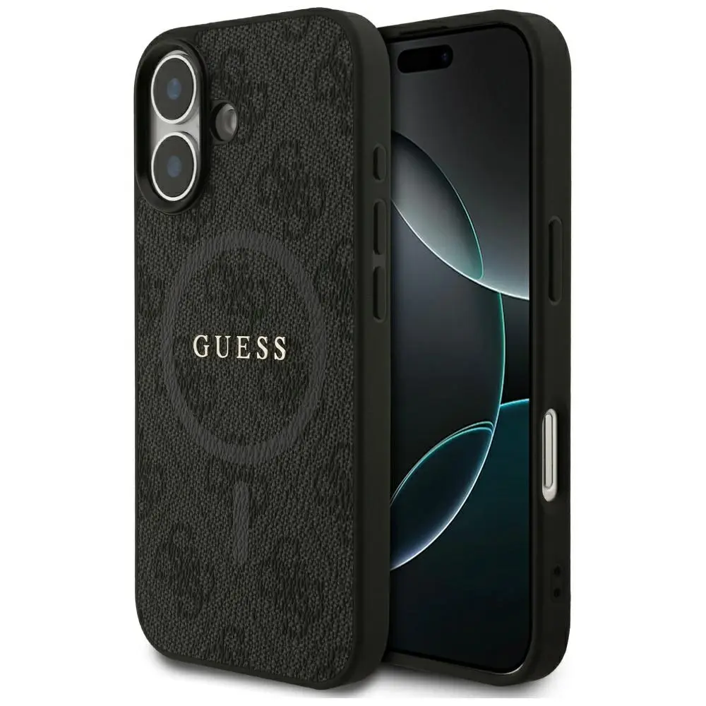 Zadní kryt Guess PU Leather 4G Colored Ring MagSafe pro iPhone 17 Black