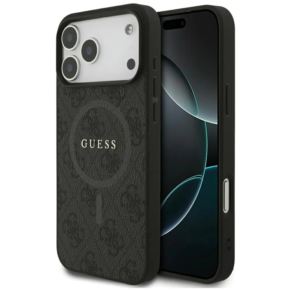 Zadní kryt Guess PU Leather 4G Colored Ring MagSafe pro iPhone 17 Pro Max Black