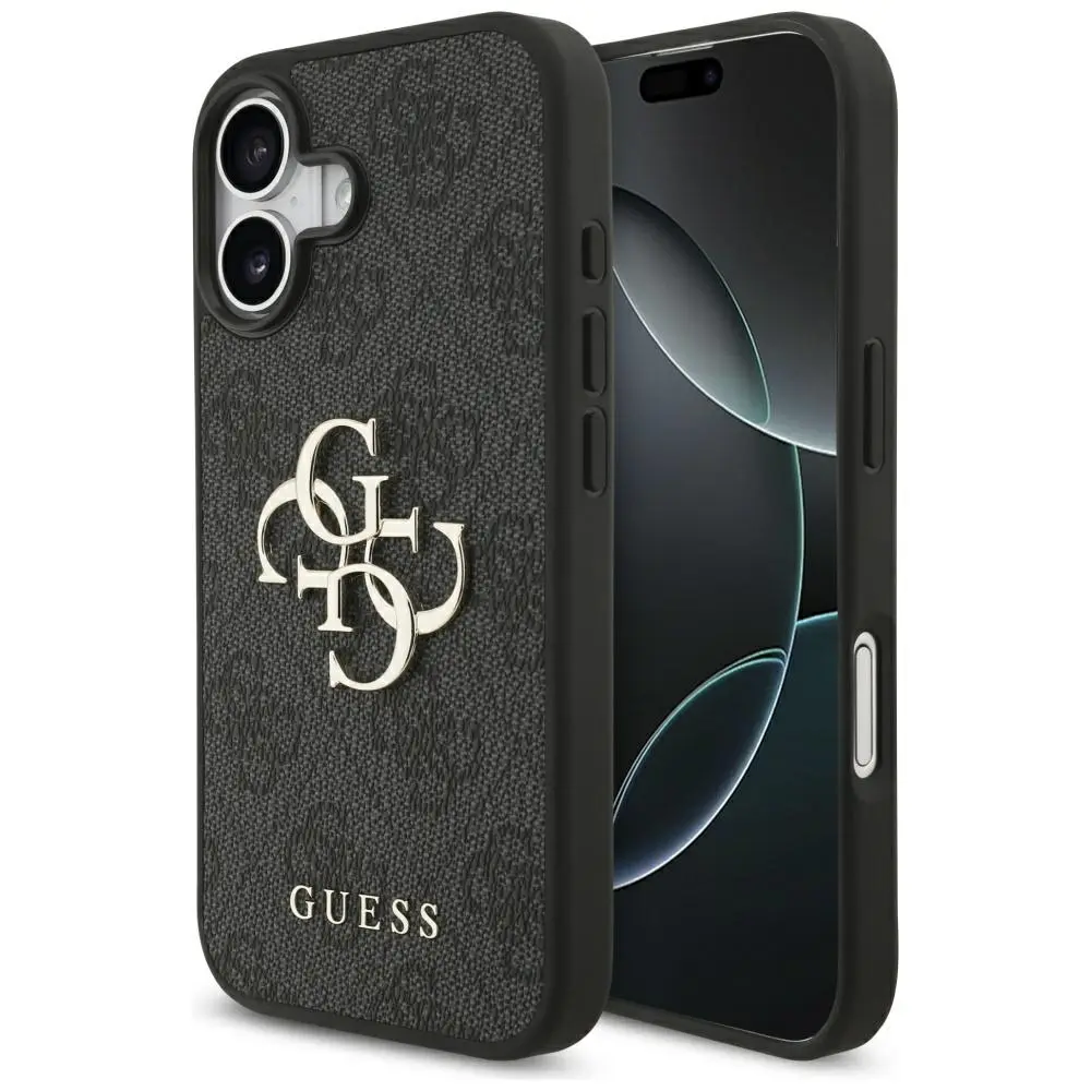 Zadní kryt Guess PU 4G Metal Logo pro iPhone 17 Grey