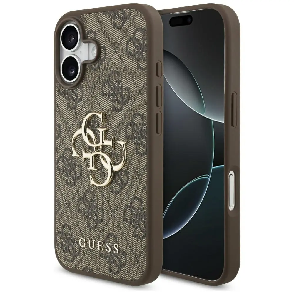 Zadní kryt Guess PU 4G Metal Logo pro iPhone 17 Brown