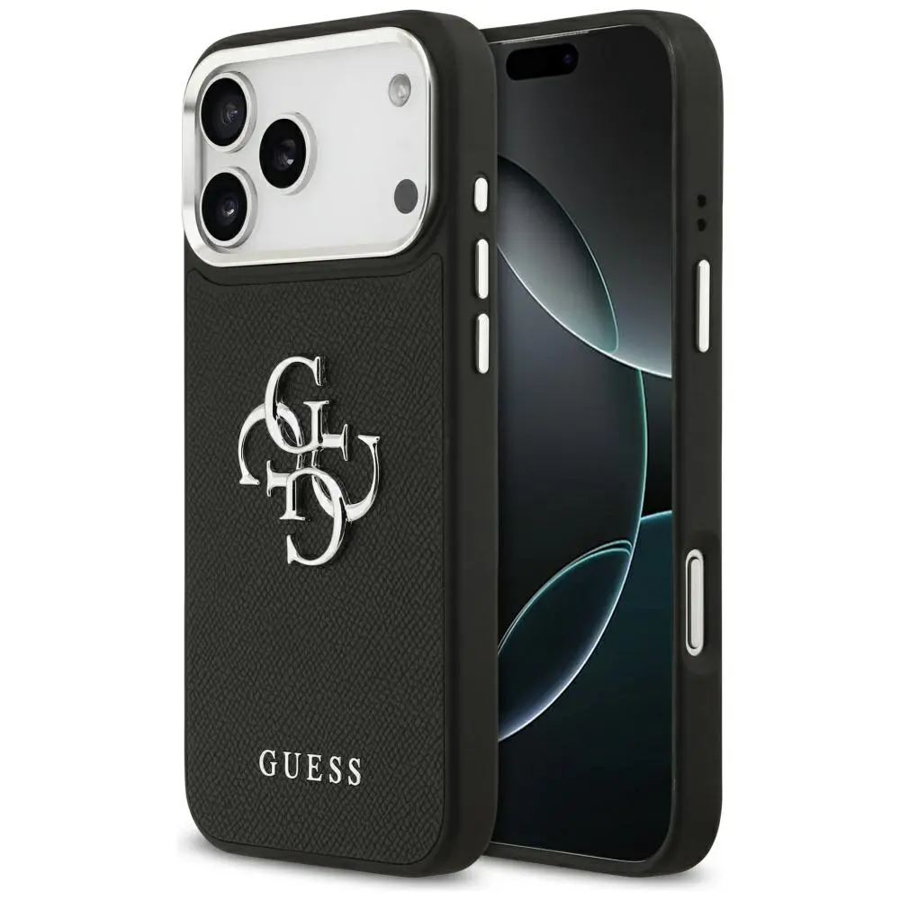Zadní kryt Guess PU Grained 4G Metal Logo pro iPhone 17 Pro Black