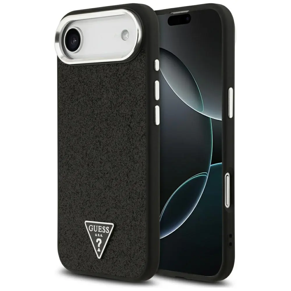 Guess Glitter Triangle Logo MagSafe iPhone 17 Air Černý
