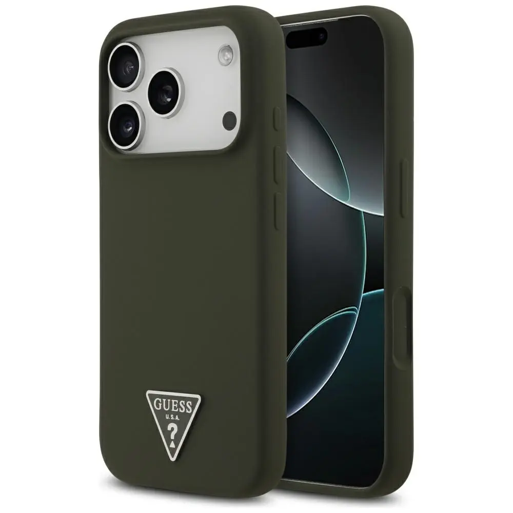 Guess Silicone Triangle Logo MagSafe iPhone 17 Pro khaki