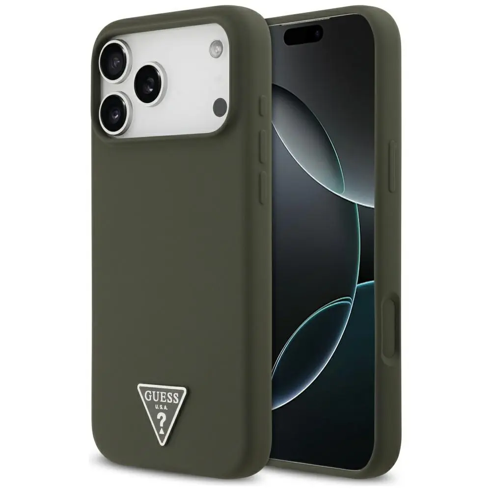 Guess Silicone Triangle Logo MagSafe iPhone 17 Pro Max Khaki