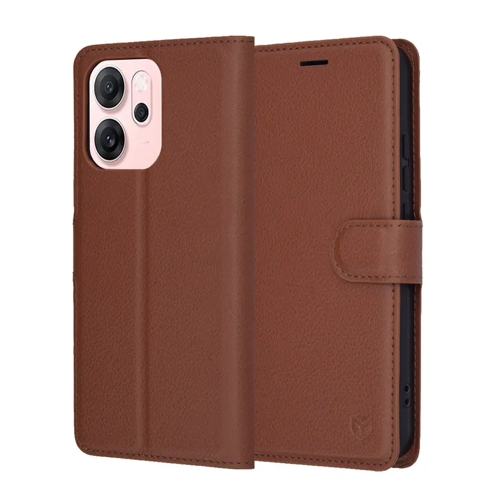 Pouzdro Techsuit Leather Folio pro Oppo Reno14 F / FS 5G hnědé