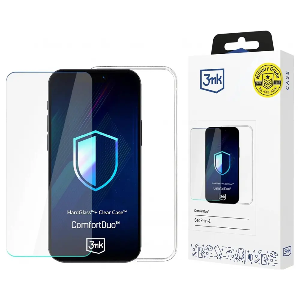 3mk ComfortDuo sklo a pouzdro iPhone 16 průhledné