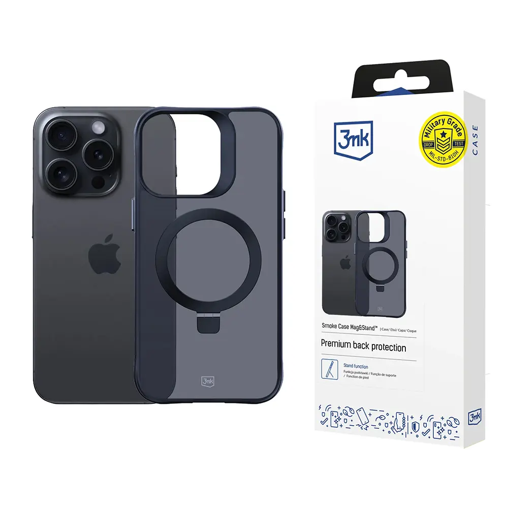 3mk Smoke Case Mag&amp;Stand pro iPhone 16 Pro Max černý
