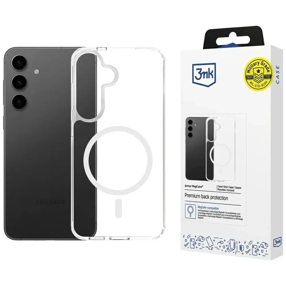 3mk - Armor MagCase magnetický odolný obal na Samsung Galaxy S25/S24 - průhledný
