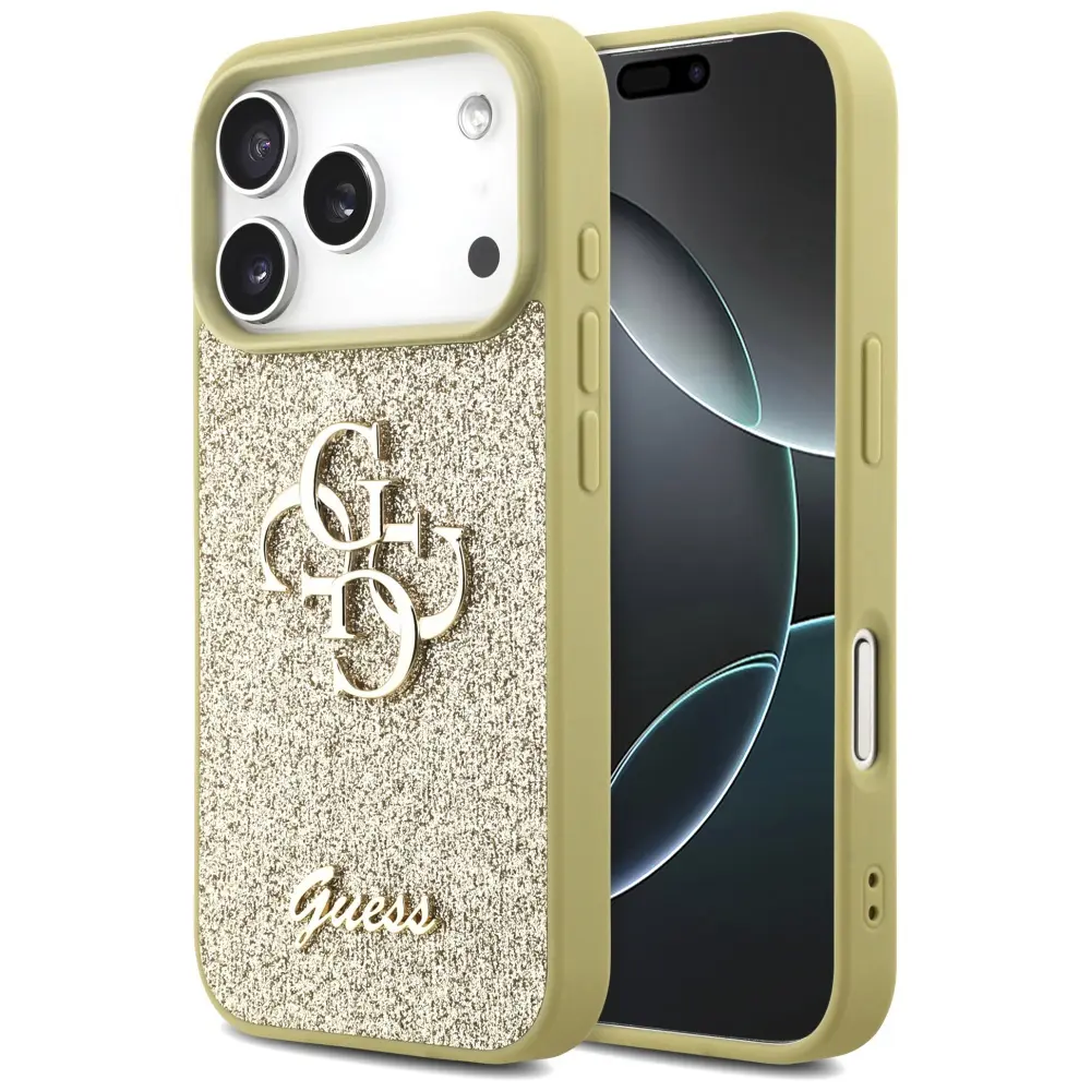 Guess Fixed Glitter Big 4G pouzdro iPhone 17 Pro zlatá